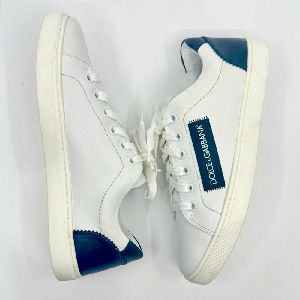 DOLCE & GABBANA Logo White Black Leather Low Top Sneakers Portofino Sneakers - Picture 9 of 16